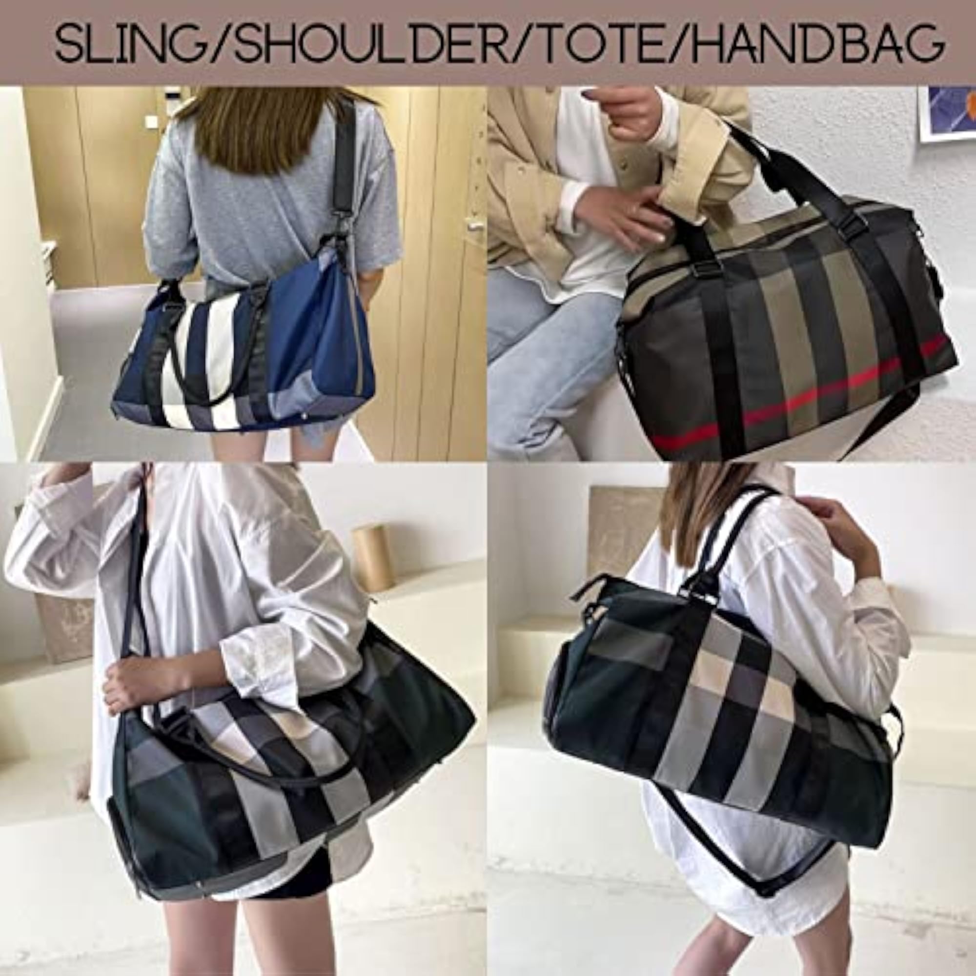 Nylon Duffle Bag with Shoe Compartment